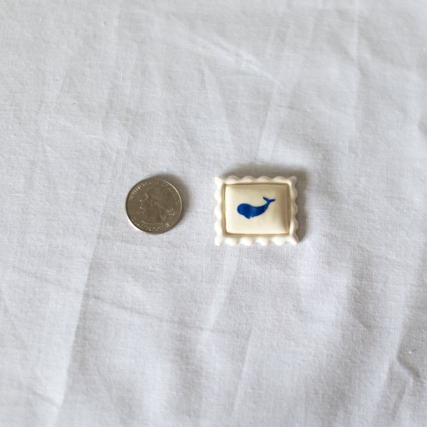 Whale Postage Stamp Ceramic Magnet