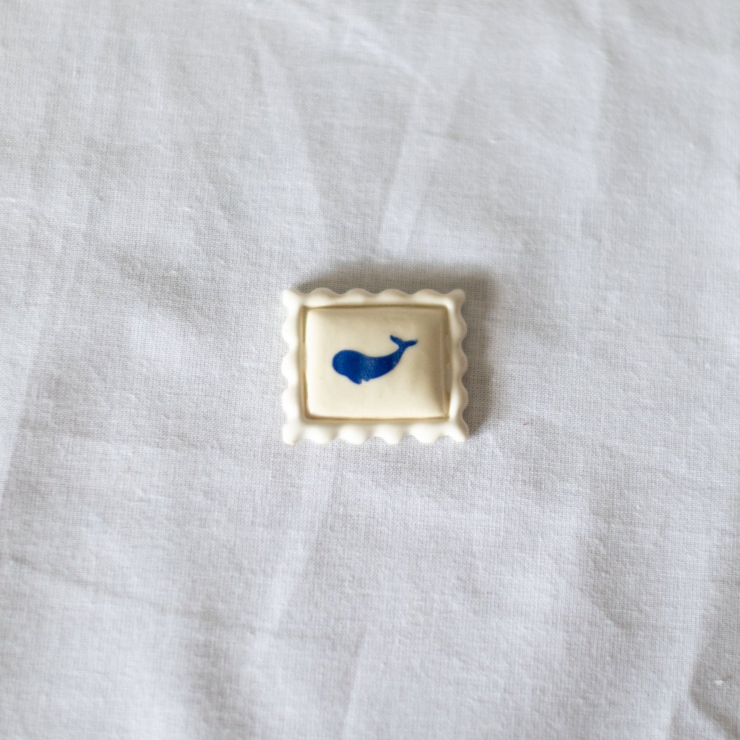 Whale Postage Stamp Ceramic Magnet