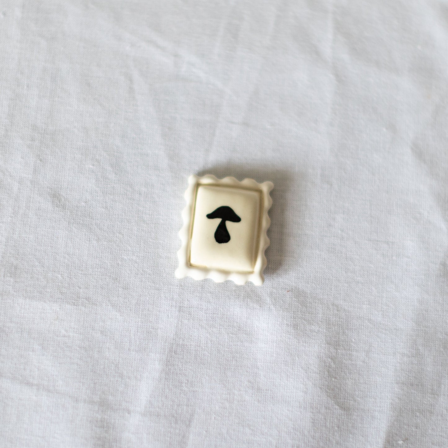 Mushroom Postage Stamp Ceramic Magnet