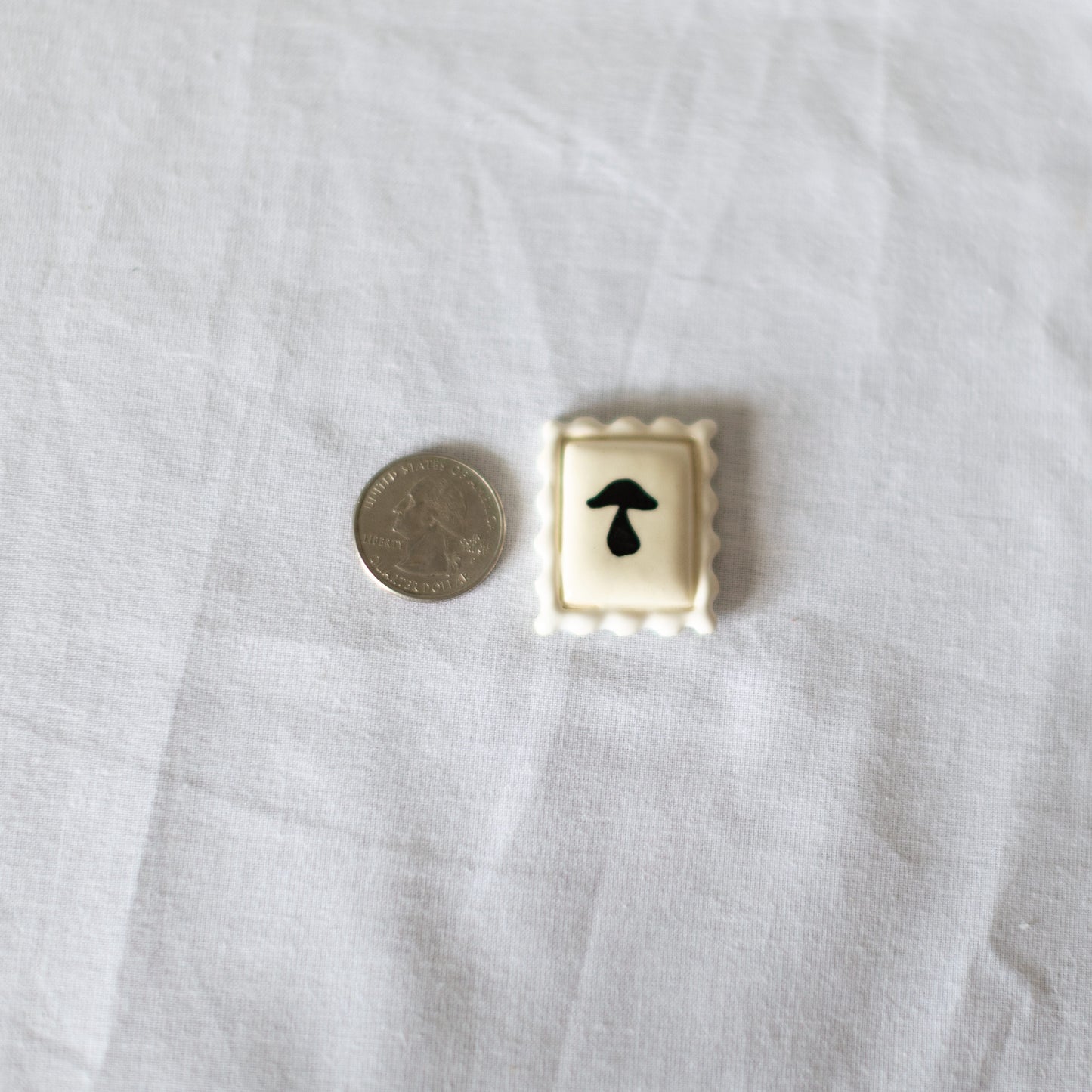 Mushroom Postage Stamp Ceramic Magnet