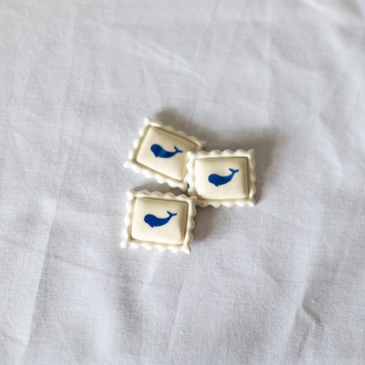 Whale Postage Stamp Ceramic Magnet