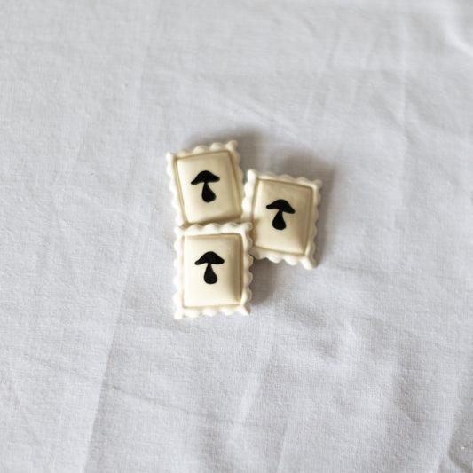 Mushroom Postage Stamp Ceramic Magnet