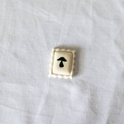 Mushroom Postage Stamp Ceramic Magnet