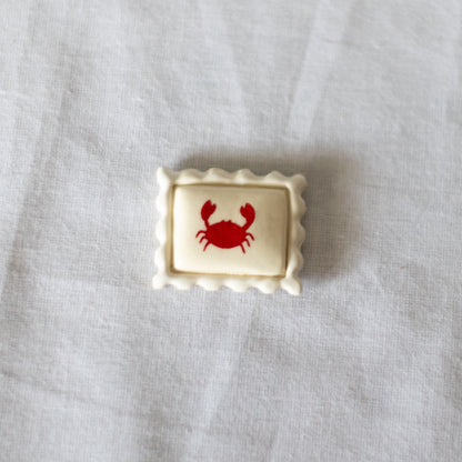 Crab Postage Stamp Ceramic Magnet