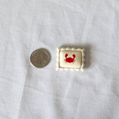 Crab Postage Stamp Ceramic Magnet