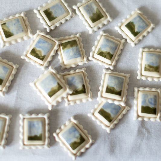 Scenic Postage Stamp Ceramic Magnet