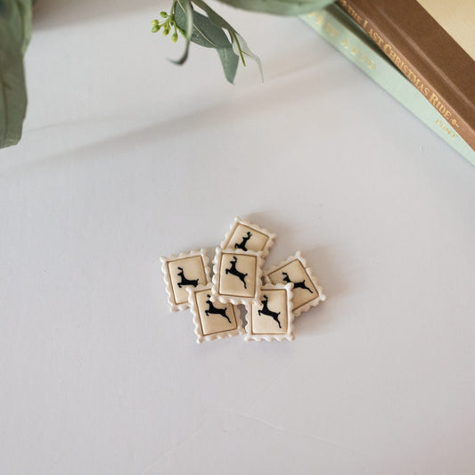 Reindeer Postage Stamp Ceramic Magnet