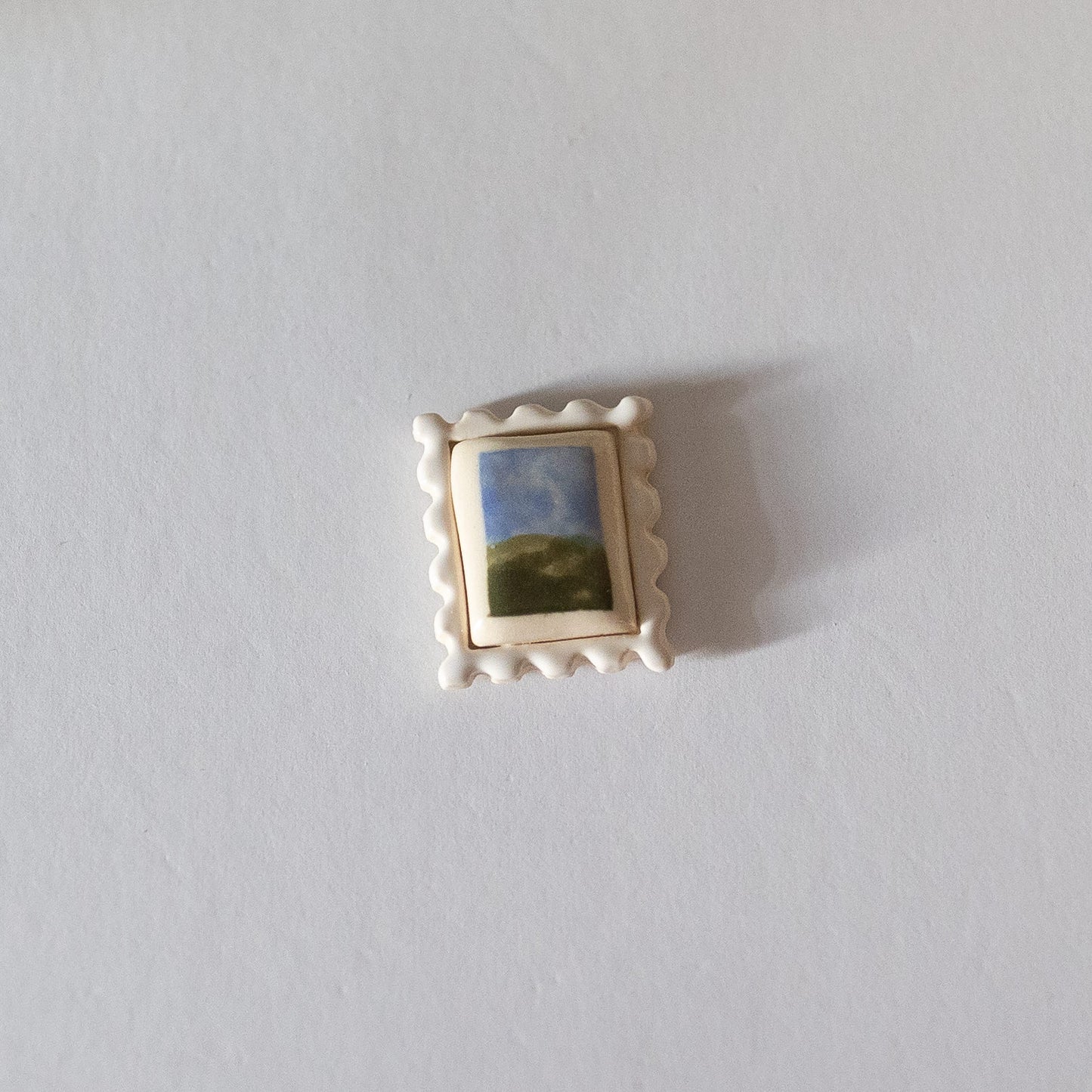 Scenic Postage Stamp Ceramic Magnet