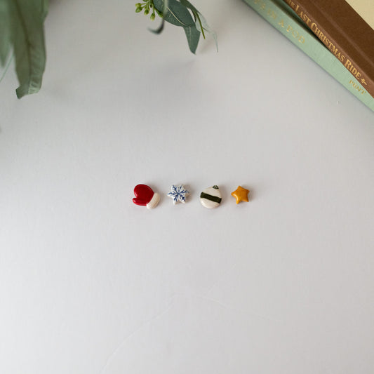 Mini Christmas Ceramic Magnet Set
