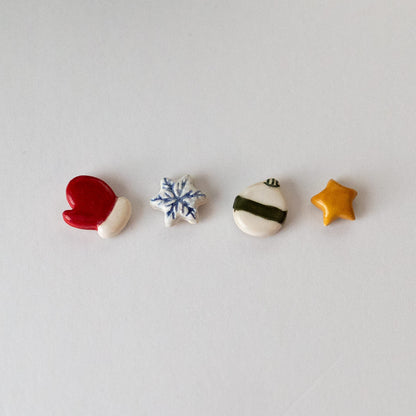 Mini Christmas Ceramic Magnet Set