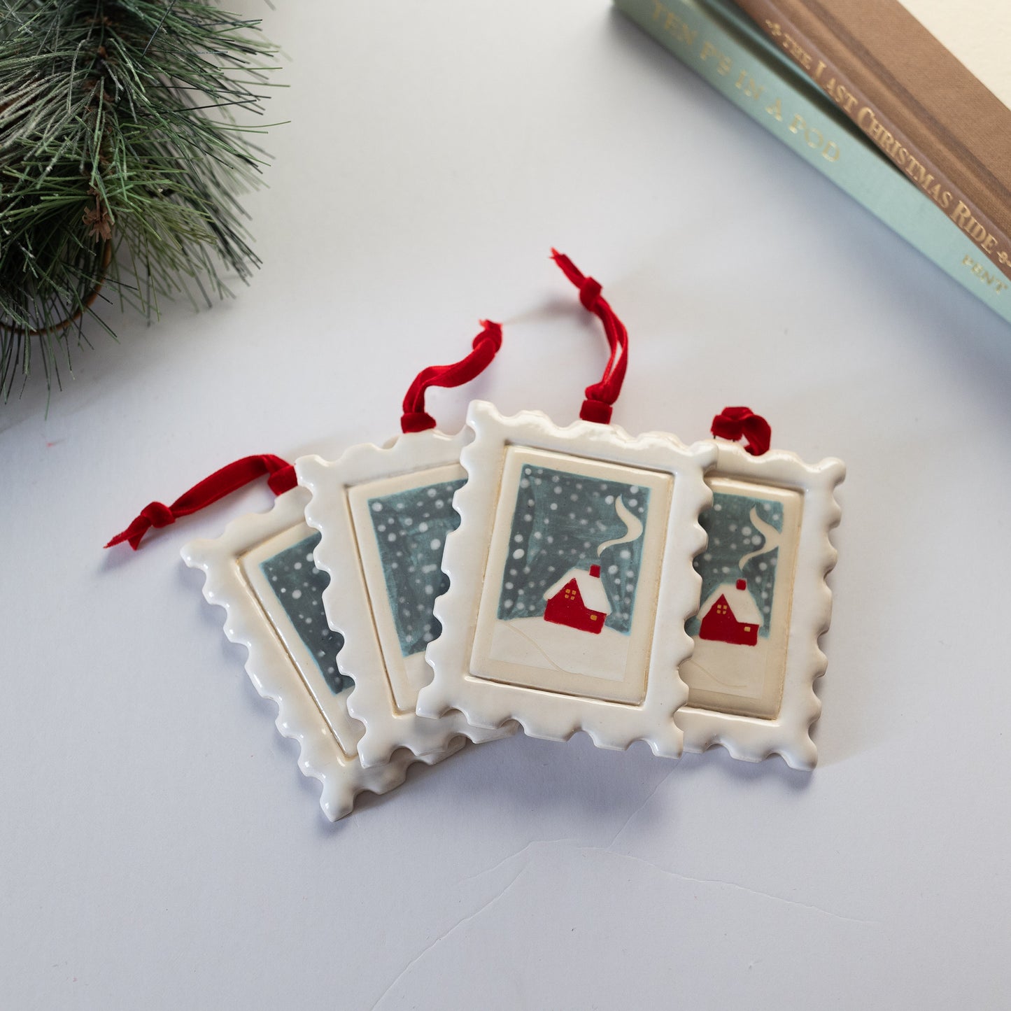 Winter Village Postage Stamp Ornament