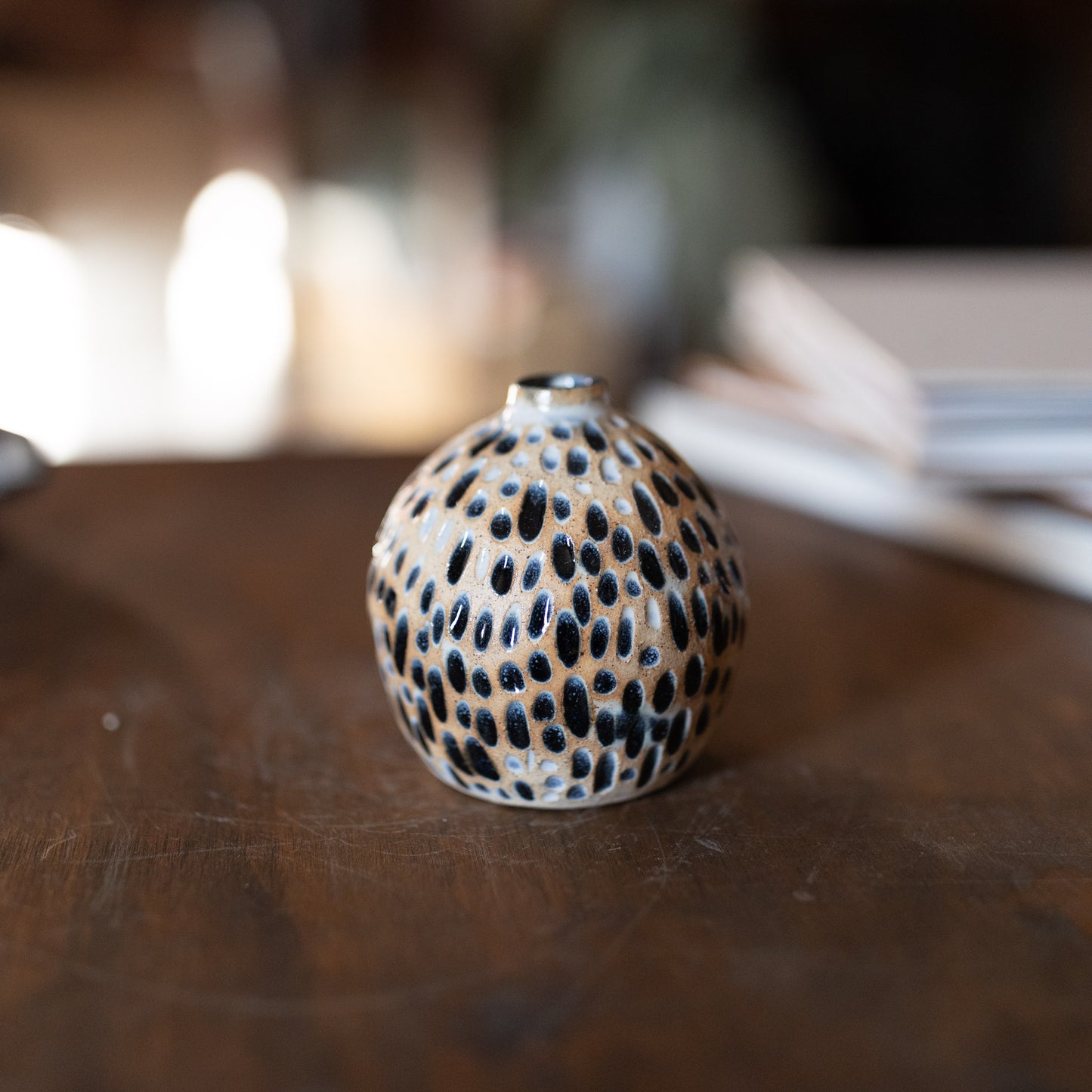 Bud Vase in Textured Blue