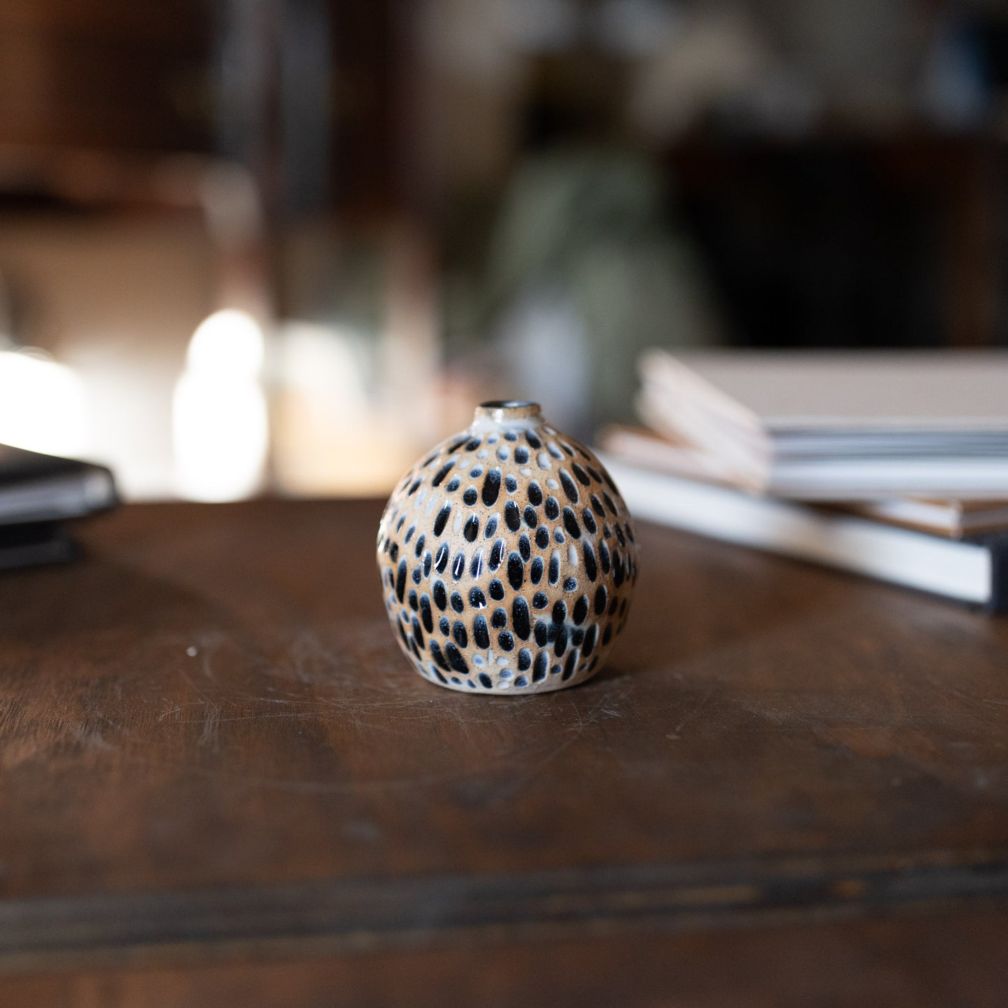 Bud Vase in Textured Blue