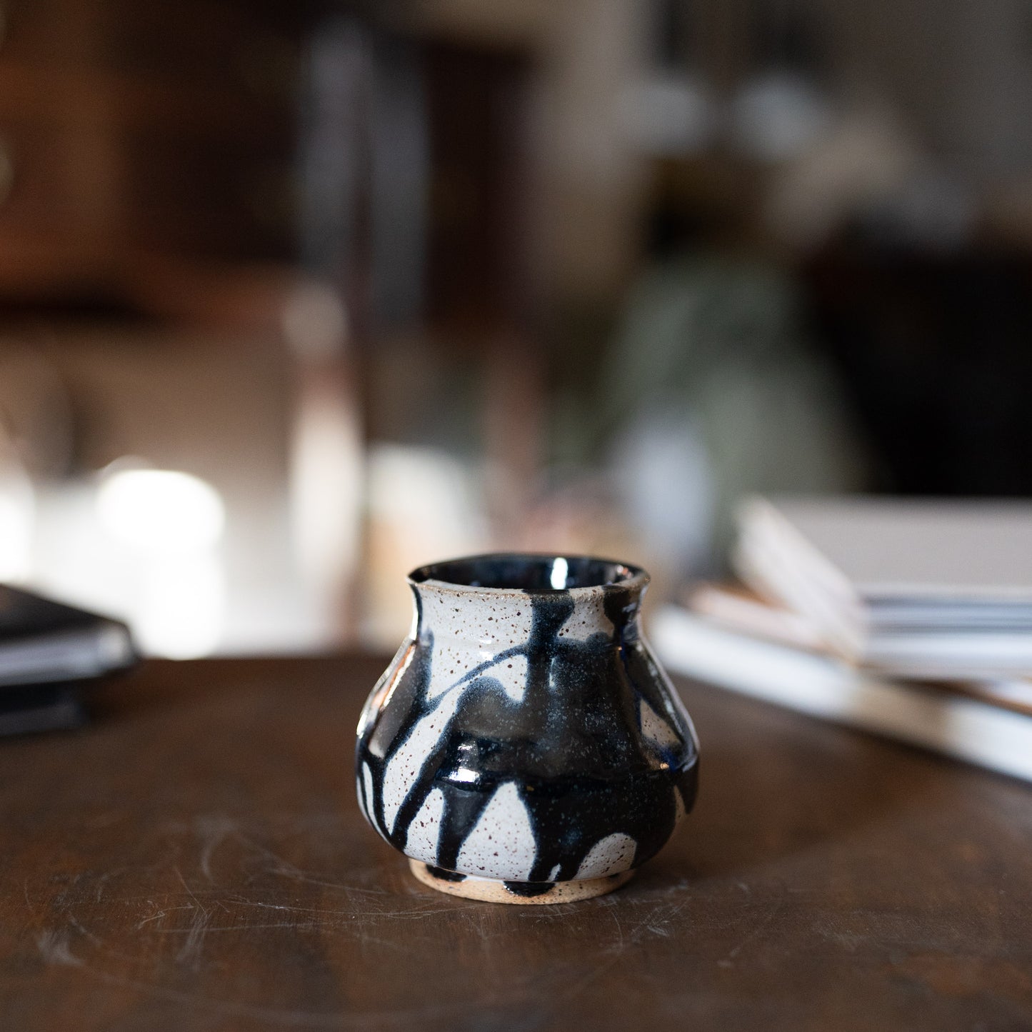 Bud Vase in Splattered Blue