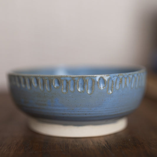 Carved Bowl in Antique Light Blue