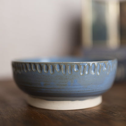 Carved Bowl in Antique Light Blue