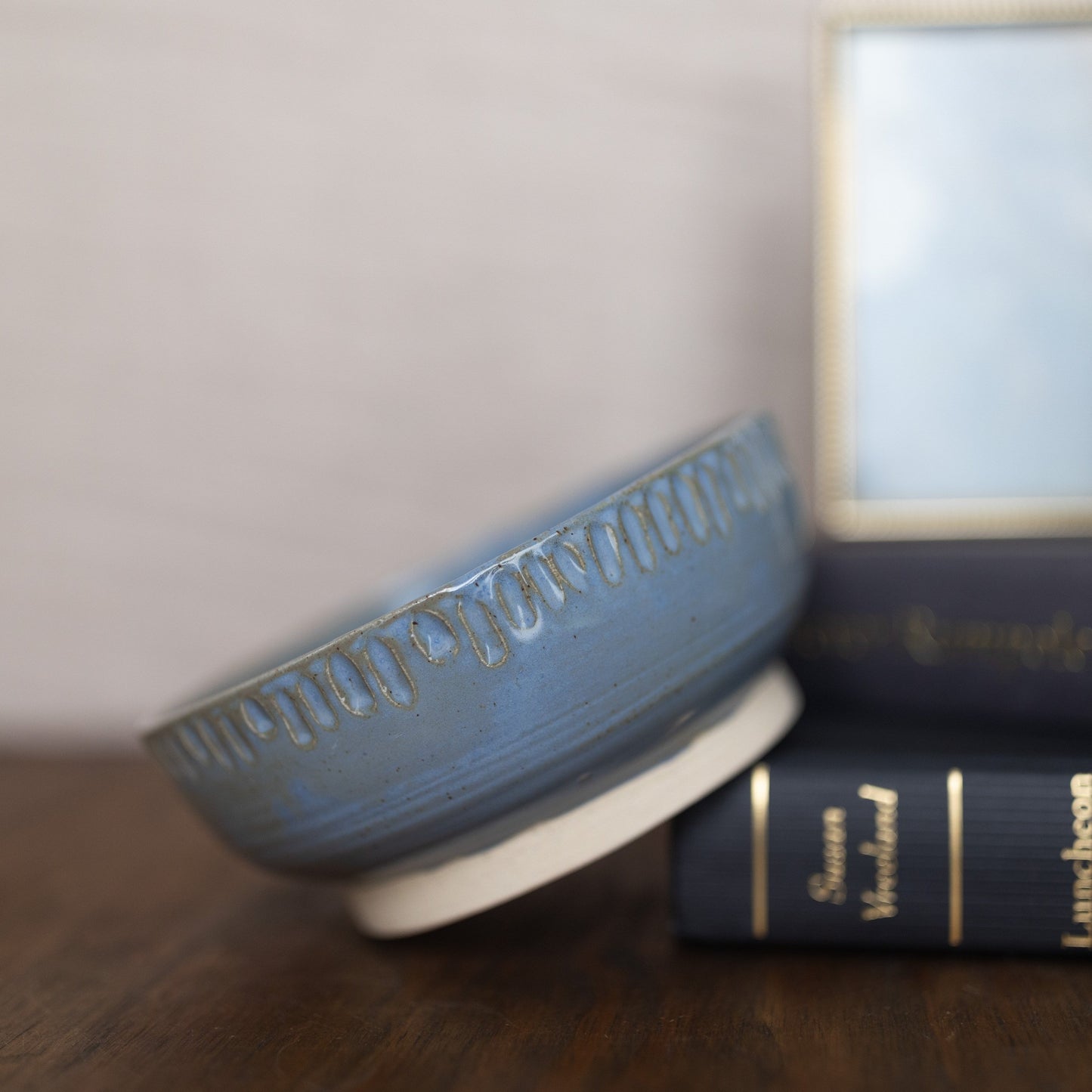 Carved Bowl in Antique Light Blue