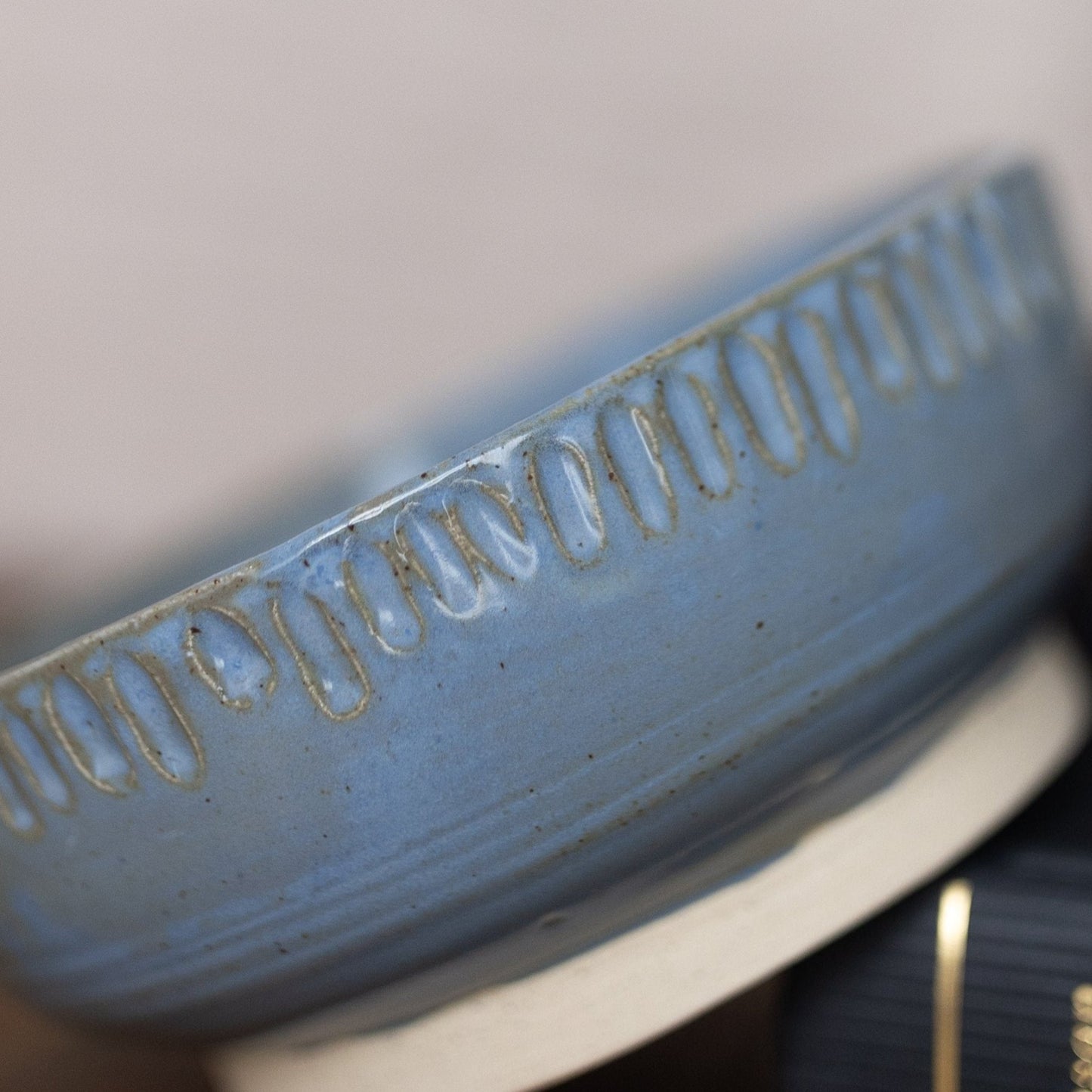 Carved Bowl in Antique Light Blue