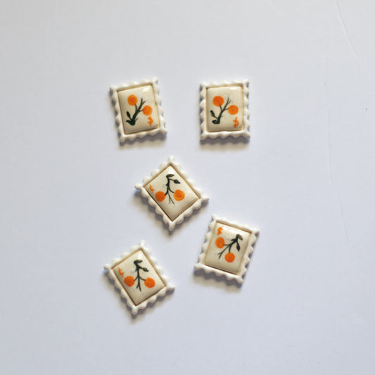 Orange Blossom Postage Stamp Ceramic Magnet