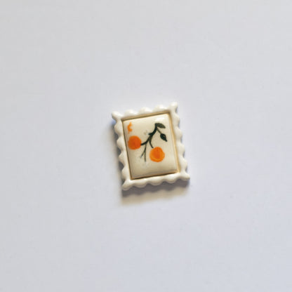 Orange Blossom Postage Stamp Ceramic Magnet