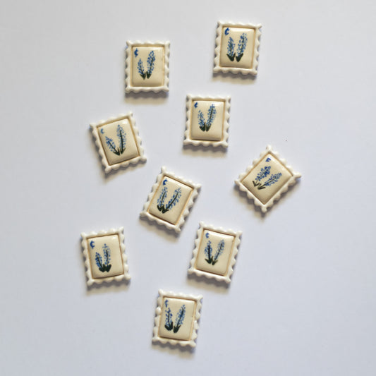 Bluebonnet Postage Stamp Ceramic Magnet