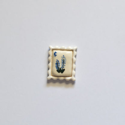 Bluebonnet Postage Stamp Ceramic Magnet