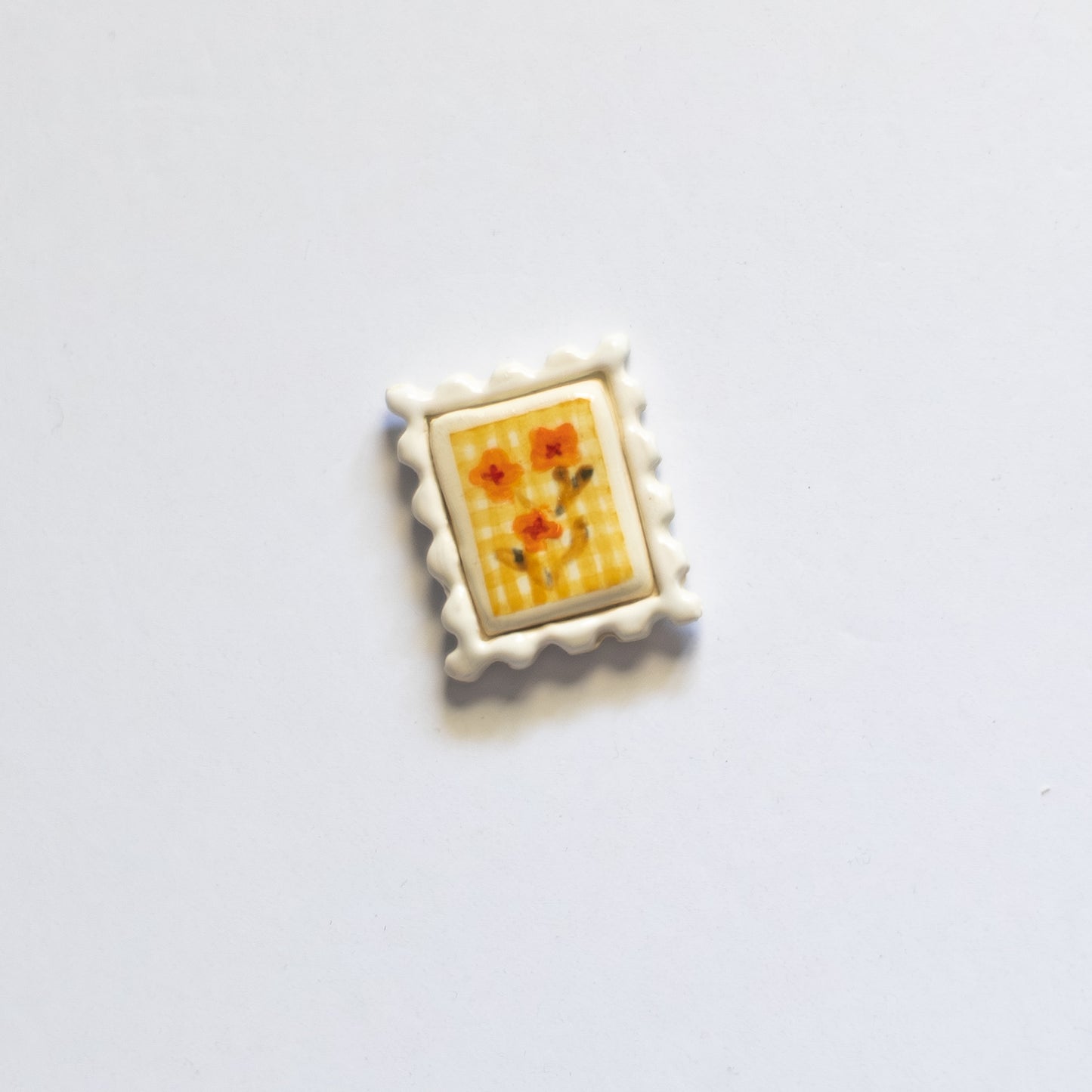 Buttercup + Gingham Postage Stamp Ceramic Magnet