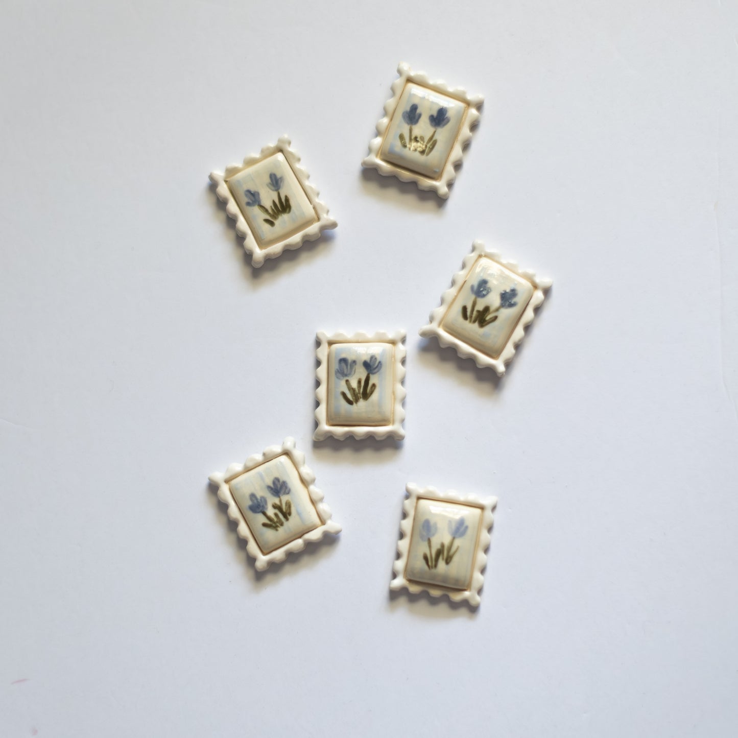 Tulip + Gingham Postage Stamp Ceramic Magnet