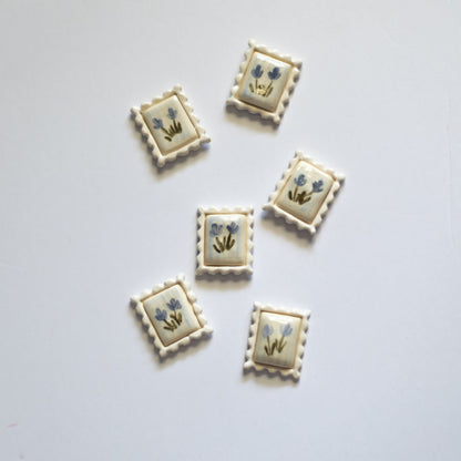 Tulip + Gingham Postage Stamp Ceramic Magnet