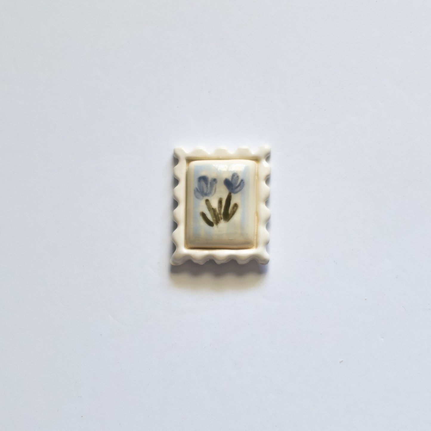 Tulip + Gingham Postage Stamp Ceramic Magnet