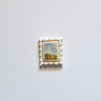 Floral Meadow Postage Stamp Ceramic Magnet