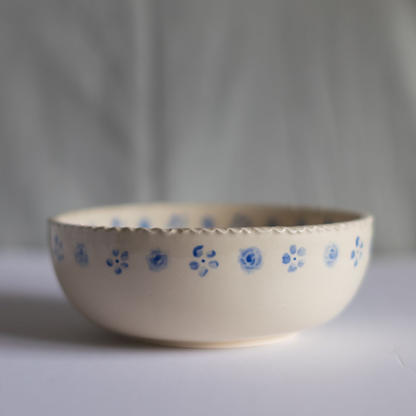 Large Floral Serving Bowl in Natural