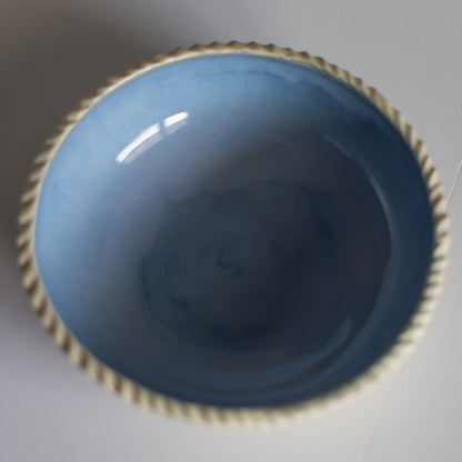 Large Floral Serving Bowl in Light Blue