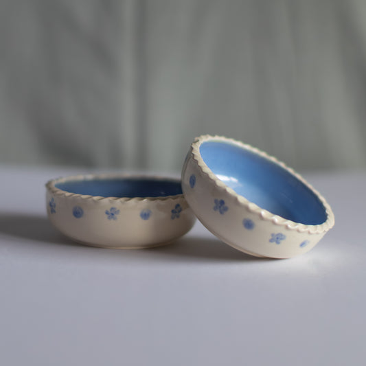 Floral Braided Snack Bowl in Light Blue