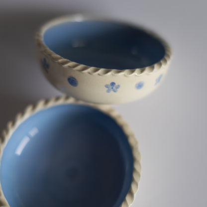 Floral Braided Snack Bowl in Light Blue